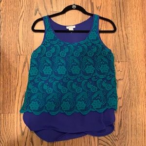 Women’s Sz.S Club Monaco Teal/Blue Embroidered Top